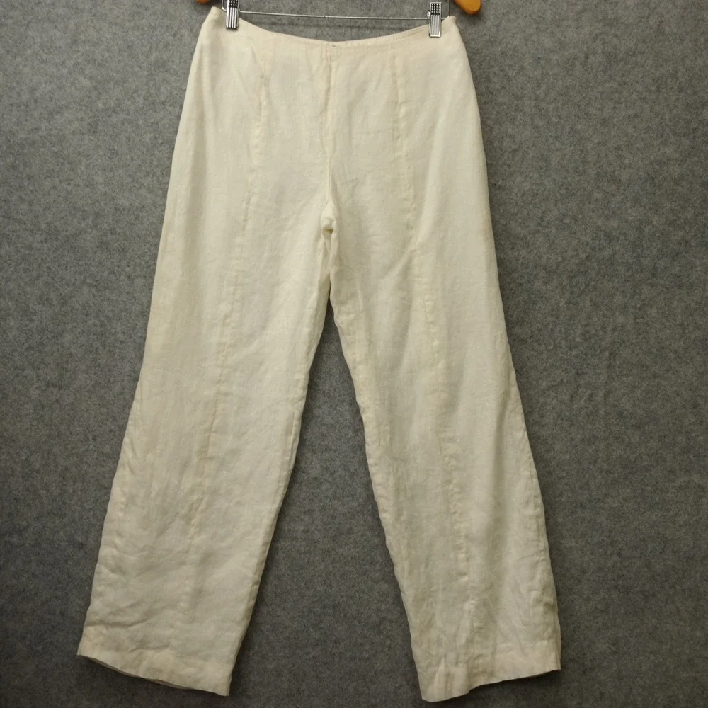 Armani Collezioni Womens European Linen Pants 8 44 Cream Italian Trousers 30x30